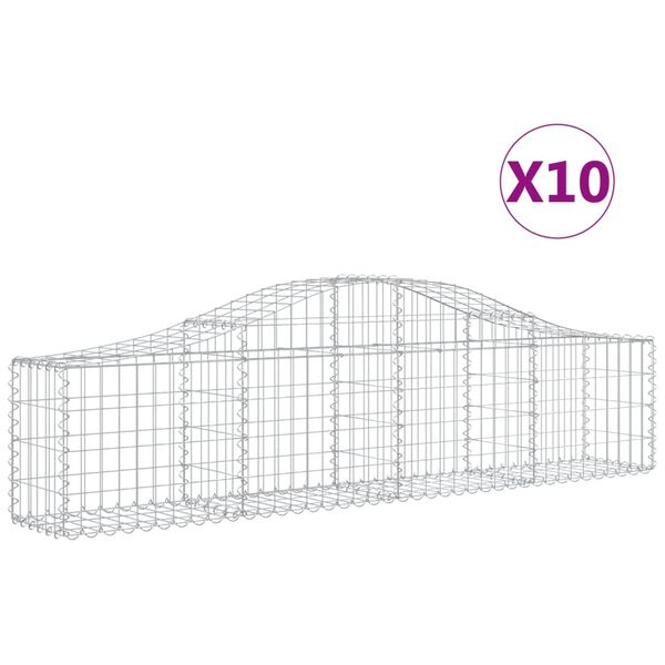 vidaXL 10 db íves horganyzott vas gabion kosár 200x30x40/60 cm