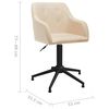 vidaXL 6 db krémszínű szövet forgó étkezőszék