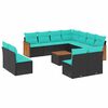 vidaXL 12 db fekete polyrattan kerti kanap&eacute;garnit&uacute;ra p&aacute;rn&aacute;kkal
