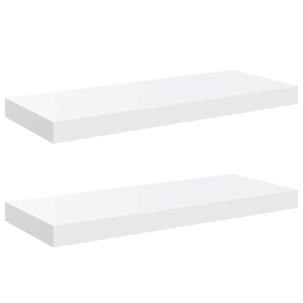 vidaXL 2 db magasf&eacute;nyű feh&eacute;r MDF lebegő fali polc 60 x 23,5 x 3,8 cm