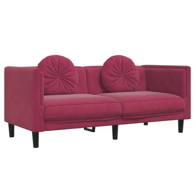 vidaXL bordó bársony kétszemélyes kanapé párnákkal