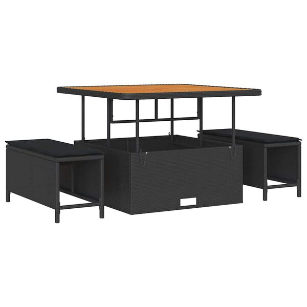 vidaXL Kerti Kanap&eacute; Szett p&aacute;rn&aacute;val 9 pcs Fekete Poli rattan