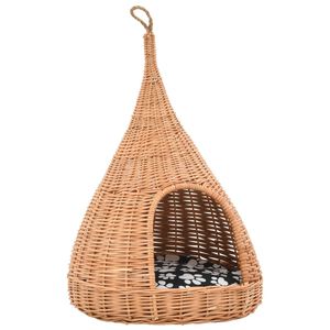vidaXL term&eacute;szetes fűzfa macskah&aacute;z p&aacute;rn&aacute;val &eacute;s tipi-s&aacute;torral 40x60 cm