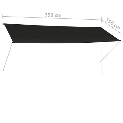 vidaXL feltekerhető antracitszürke napellenző 350 x 150 cm