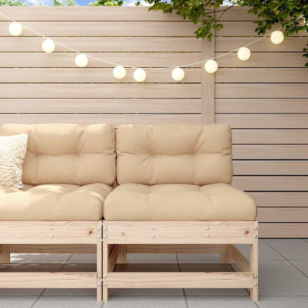 vidaXL tömör fenyőfa középső kanapé párnákkal