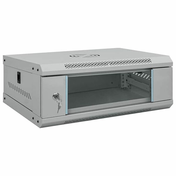 vidaXL Hálózati szekrény tárolóval Szürke 53 x 45 x 21 cm Acél