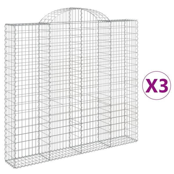 vidaXL 3 db &iacute;ves horganyzott vas gabion kos&aacute;r 200x30x180/200 cm