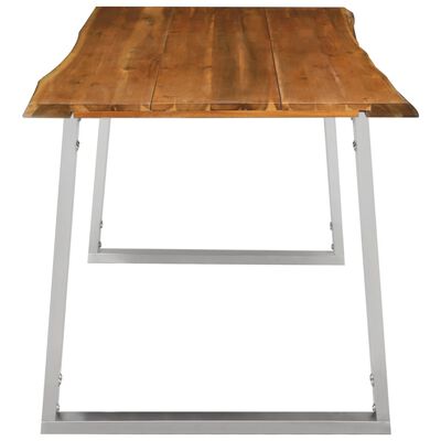 vidaXL tömör akácfa és rozsdamentes acél étkezőasztal 160 x 80 x 75 cm