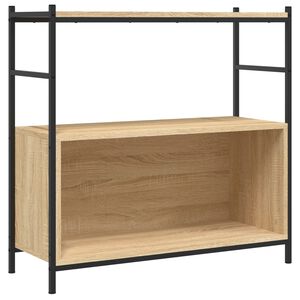 vidaXL sonoma t&ouml;lgy sz&iacute;nű szerelt fa &eacute;s vas k&ouml;nyvespolc 80x30x78,5 cm
