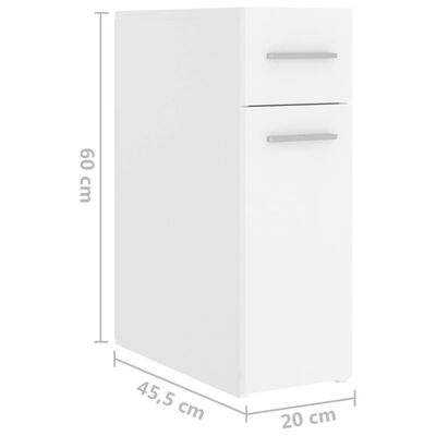 vidaXL fehér forgácslap patikaszekrény 20 x 45,5 x 60 cm