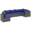 vidaXL 6 r&eacute;szes sz&uuml;rke polyrattan kerti &uuml;lőgarnit&uacute;ra p&aacute;rn&aacute;kkal