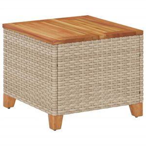 vidaXL b&eacute;zs polyrattan &eacute;s ak&aacute;cfa kerti asztal 45 x 45 x 37 cm