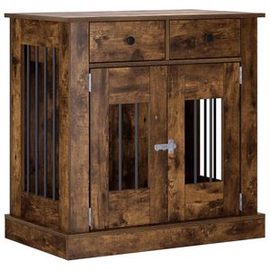 vidaXL Kutya ketrec b&uacute;tor F&uuml;st&ouml;s T&ouml;lgy 80 x 47,5 x 80 cm Szerelt Fa