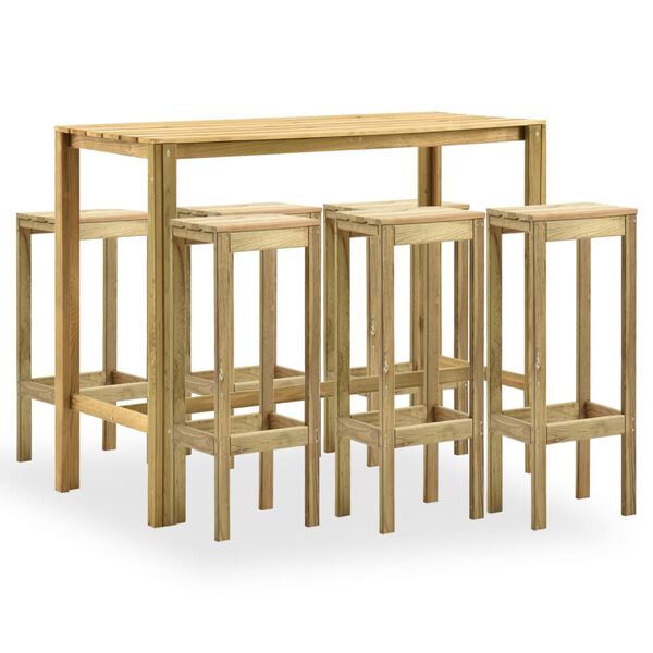 vidaXL 7 r&eacute;szes z&ouml;ld impregn&aacute;lt fenyőfa kerti b&aacute;rgarnit&uacute;ra