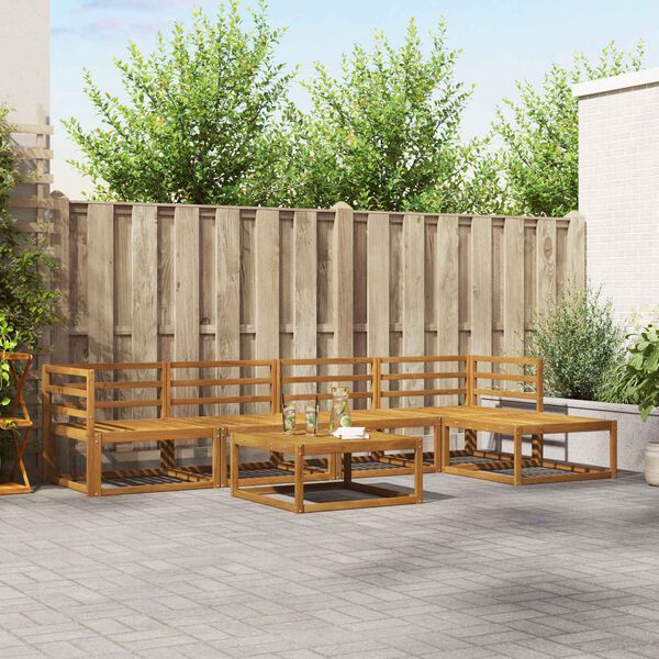 vidaXL K&uuml;lt&eacute;ri kanap&eacute; szett 6 pcs Term&eacute;szetes T&ouml;m&ouml;r Ak&aacute;cfa