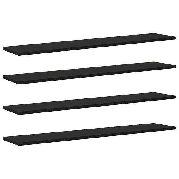vidaXL Polcos k&ouml;nyvespolc 4 pcs Fekete 100 x 20 x 1,5 cm Faanyag