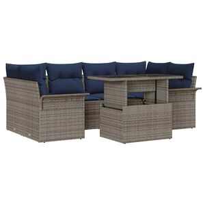 vidaXL Kerti Kanap&eacute; Szett 7 db Sz&uuml;rke polirattan