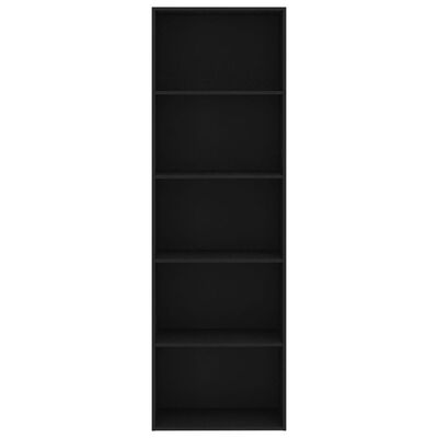 vidaXL 5-szintes fekete forgácslap könyvszekrény 60 x 30 x 189 cm