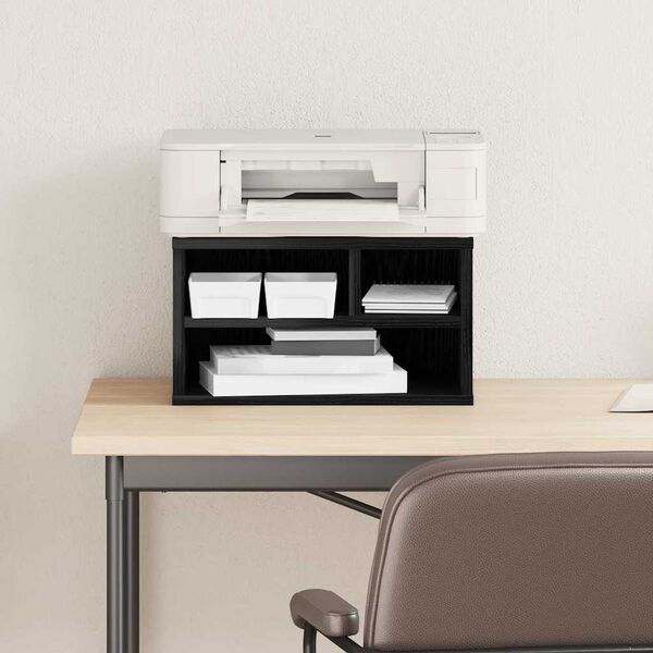 vidaXL Nyomtat&oacute;&aacute;llv&aacute;ny Fekete t&ouml;lgy 40 x 32 x 22,5 cm Faanyag