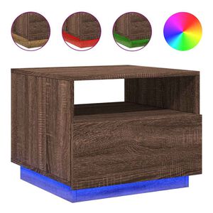 vidaXL barna t&ouml;lgysz&iacute;nű doh&aacute;nyz&oacute;asztal LED-l&aacute;mp&aacute;kkal 50x49x40 cm