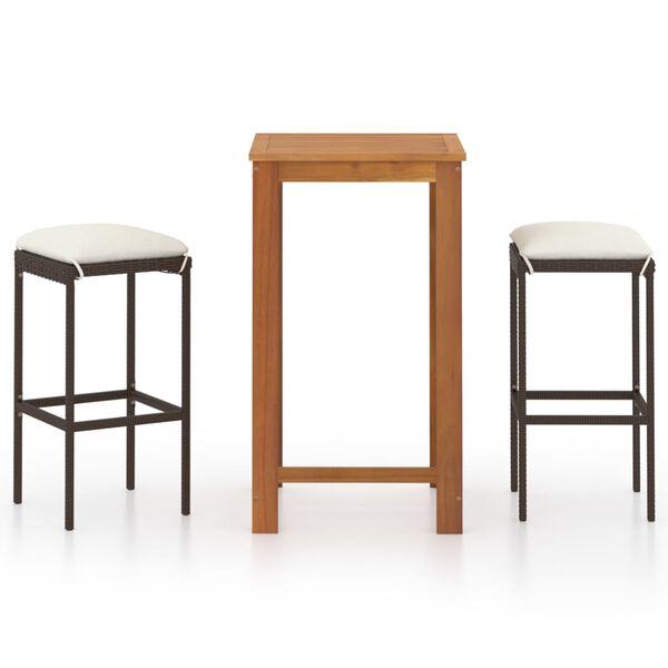 vidaXL 3 r&eacute;szes barna kerti b&aacute;rszett p&aacute;rn&aacute;kkal