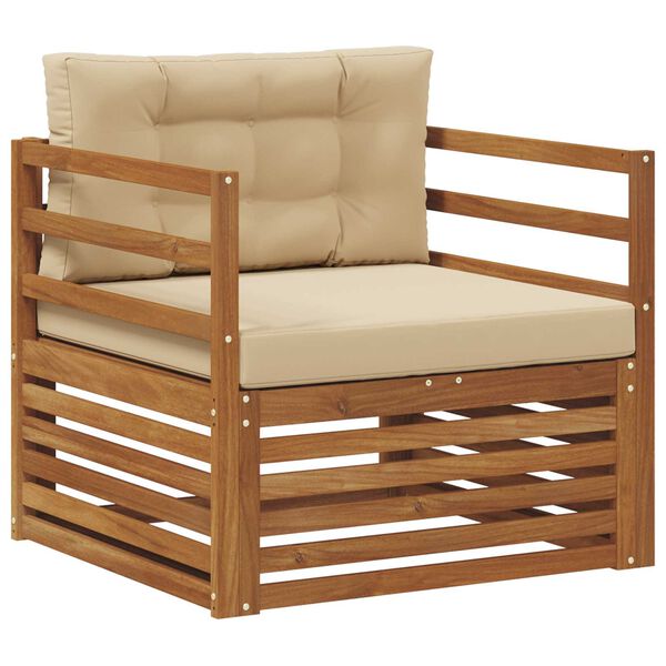 vidaXL K&uuml;lt&eacute;ri kanap&eacute; szett T&ouml;m&ouml;r ak&aacute;cfa &eacute;s poli&eacute;szter Term&eacute;szetes