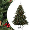 vidaXL Műkar&aacute;csonyfa g&ouml;mbbel 120 cm 150 LED Meleg feh&eacute;r PVC &eacute;s f&eacute;m
