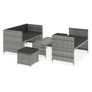 vidaXL 5 r&eacute;szes sz&uuml;rke polyrattan kerti &uuml;lőgarnit&uacute;ra p&aacute;rn&aacute;kkal