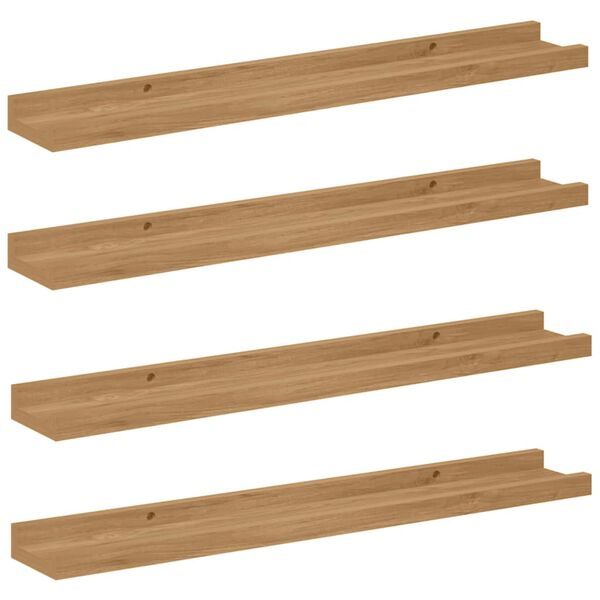 vidaXL Falpolc polcokkal t&aacute;rol&oacute;val 4 pcs Barna 60 x 9 x 3 cm Faanyag