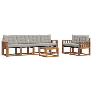 vidaXL K&uuml;lt&eacute;ri kanap&eacute; szett 7 pcs Term&eacute;szetes &eacute;s Vil&aacute;gossz&uuml;rke