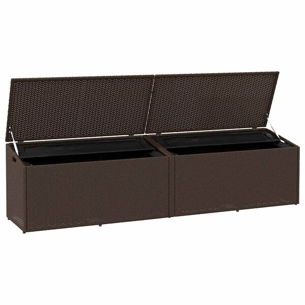 vidaXL barna polyrattan kerti t&aacute;rol&oacute;l&aacute;da 220x50x58 cm