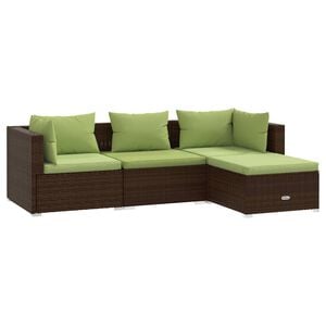 vidaXL 4 r&eacute;szes barna polyrattan kerti b&uacute;torszett p&aacute;rn&aacute;kkal