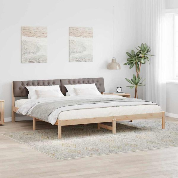 vidaXL &Aacute;gykeret fejt&aacute;ml&aacute;val Barna &eacute;s taupe 200 x 200 cm T&ouml;m&ouml;r fenyőfa