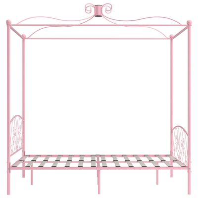 vidaXL rózsaszín fém baldachinos ágykeret 120 x 200 cm