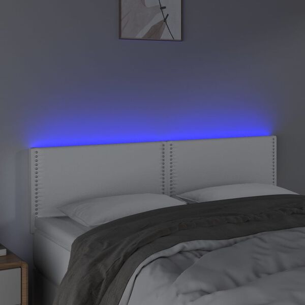 vidaXL feh&eacute;r műbőr LED-es fejt&aacute;mla 144 x 5 x 78/88 cm