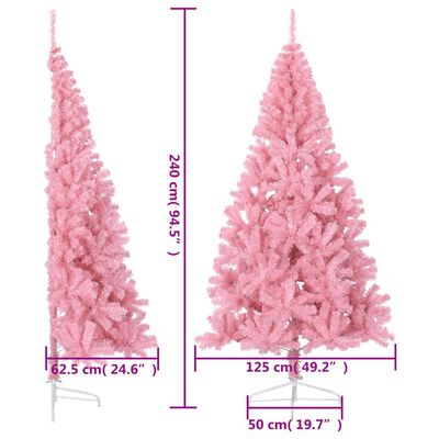 vidaXL rózsaszín PVC fél műkarácsonyfa állvánnyal 240 cm