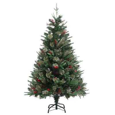 vidaXL zöld PVC és PE megvilágított karácsonyfa fenyőtobozzal 120 cm