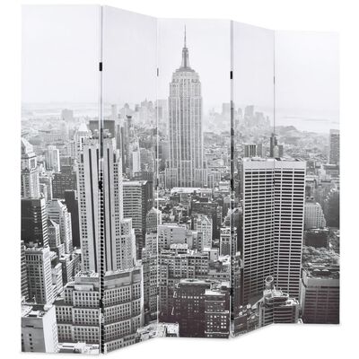 vidaXL fekete-fehér New York mintás paraván 200 x 170 cm