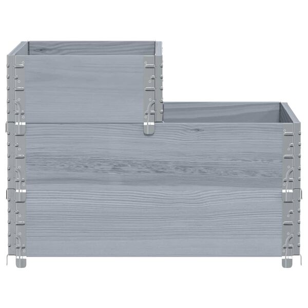 vidaXL 3 szintes szürke tömör fenyőfa magaságyás 120 x 80 cm