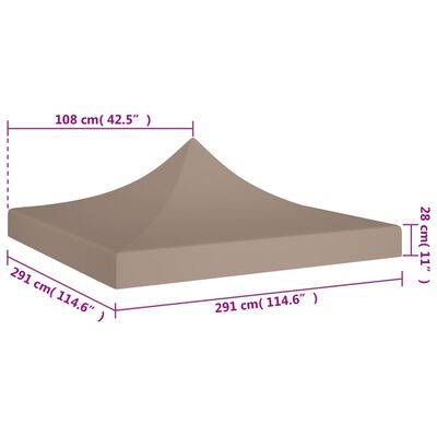 vidaXL tópszínű tető partisátorhoz 3 x 3 m 270 g/m²