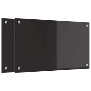 vidaXL Konyhai splashback 2 pcs Fekete 70 x 40 cm edzett &uuml;veg