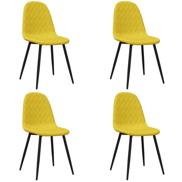 vidaXL 4 db mustársárga bársony étkezőszék