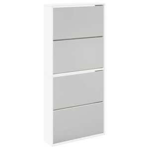 vidaXL feh&eacute;r 4 szintes t&uuml;kr&ouml;s cipőszekr&eacute;ny 63 x 17 x 134 cm