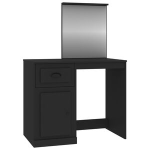 vidaXL fekete szerelt fa pipereasztal t&uuml;k&ouml;rrel 90 x 50 x 132,5 cm