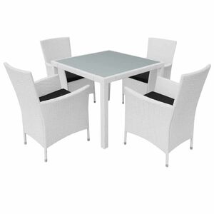 vidaXL 5 darabos kr&eacute;mfeh&eacute;r k&uuml;lt&eacute;ri polyrattan &eacute;tkezők&eacute;szlet