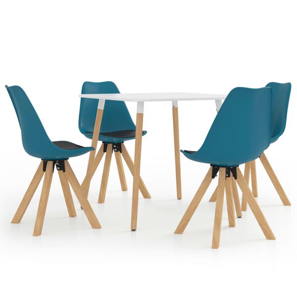 vidaXL 5 r&eacute;szes fekete &eacute;s t&uuml;rkizk&eacute;k &eacute;tkezőszett