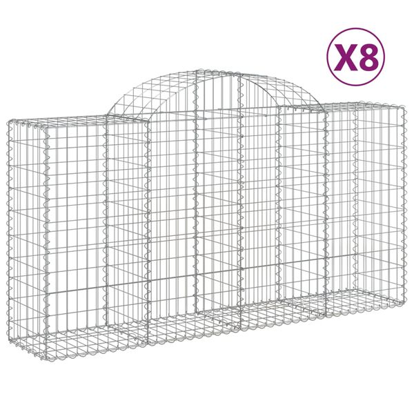 vidaXL 8 db íves horganyzott vas gabion kosár 200 x 50 x 100/120 cm