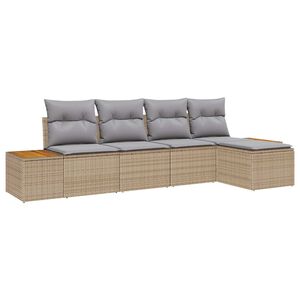 vidaXL Kerti Kanap&eacute; Szett 6 pcs Beige &eacute;s Vil&aacute;gossz&uuml;rke Polyrattan