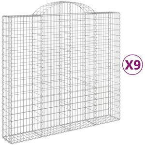 vidaXL 9 db &iacute;ves horganyzott vas gabion kos&aacute;r 200x50x180/200 cm