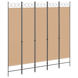 vidaXL 5-paneles szoba elv&aacute;laszt&oacute; B&eacute;zs 200 x 200 cm Sz&ouml;vet